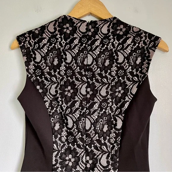 Cynthia Rowley Lace Inset Silhouette Dress Womens 4 Little Black Dress - Picture 5 of 13